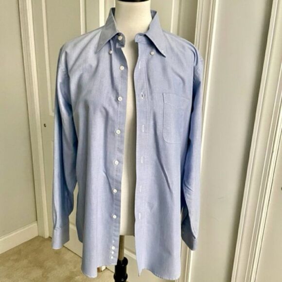 Geoffrey Beene Blue Long Sleeve Button down Shirt 16 1/2, 34 XL - Picture 1 of 5